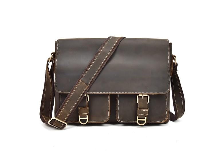 Vintage Brown Leather Shoulder Bag for Men - Classic Messenger Satchel Purse - Perfect for Work, Travel & Daily Commute