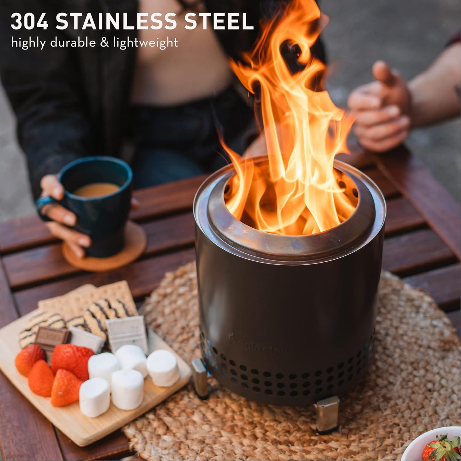 Solo Stove Mesa XL Stainless Steel Fire Pit - Compact & Smokeless Outdoor Fire Pit for Camping, Backyard, Patio, and Beach Gatherings