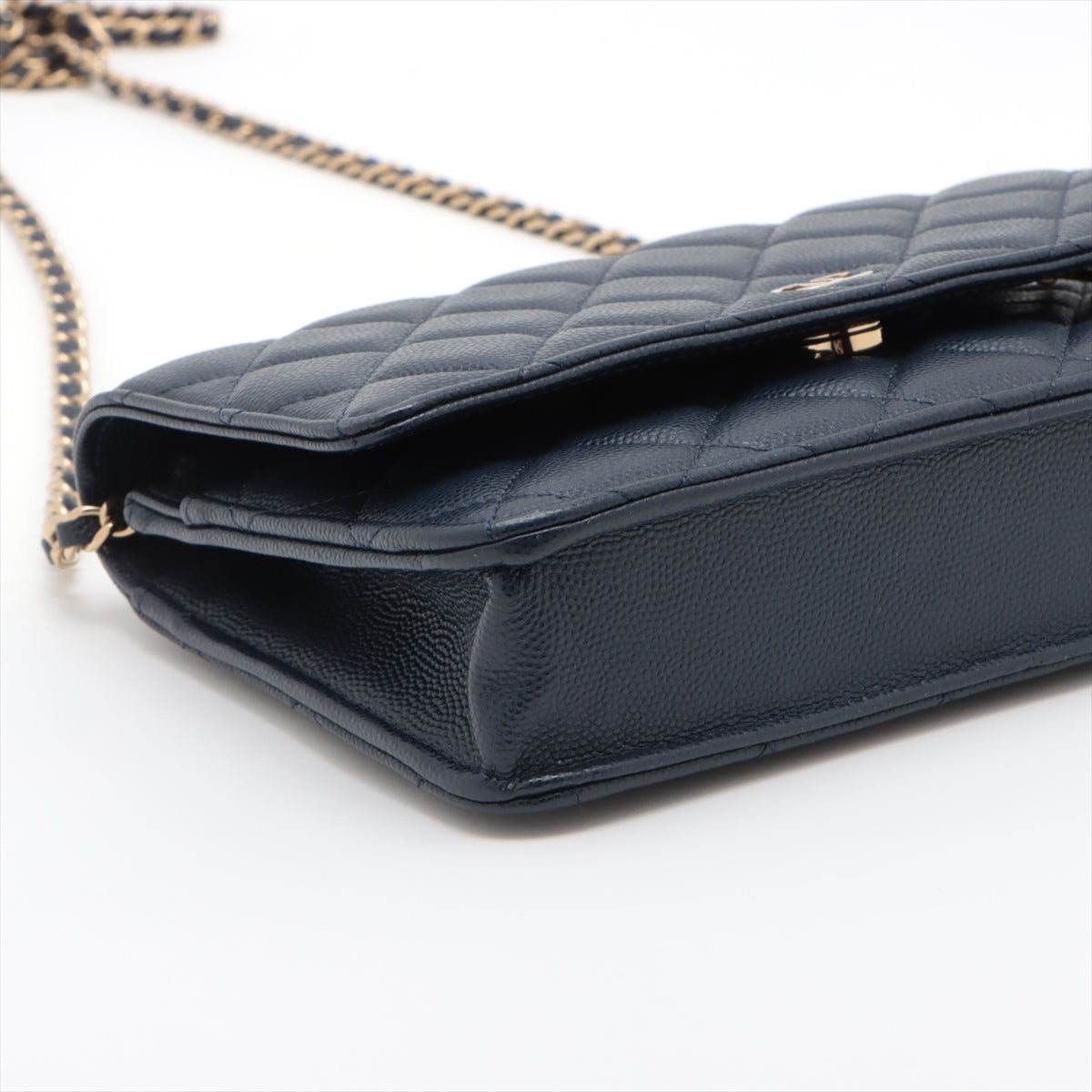 Chanel Caviar Leather Wallet On Chain WOC Crossbody Bag in Navy Blue with Microchip - Perfect for Evening Events, Date Nights & Luxury Fashion Accessories