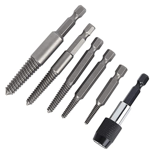 6Pcs Headless Screw Extractor Set - Hex Shank Fine Teeth Stripped Screw Remover Tool for Woodworking | Easy Broken Bolt Removal for DIY Projects & Home Repairs