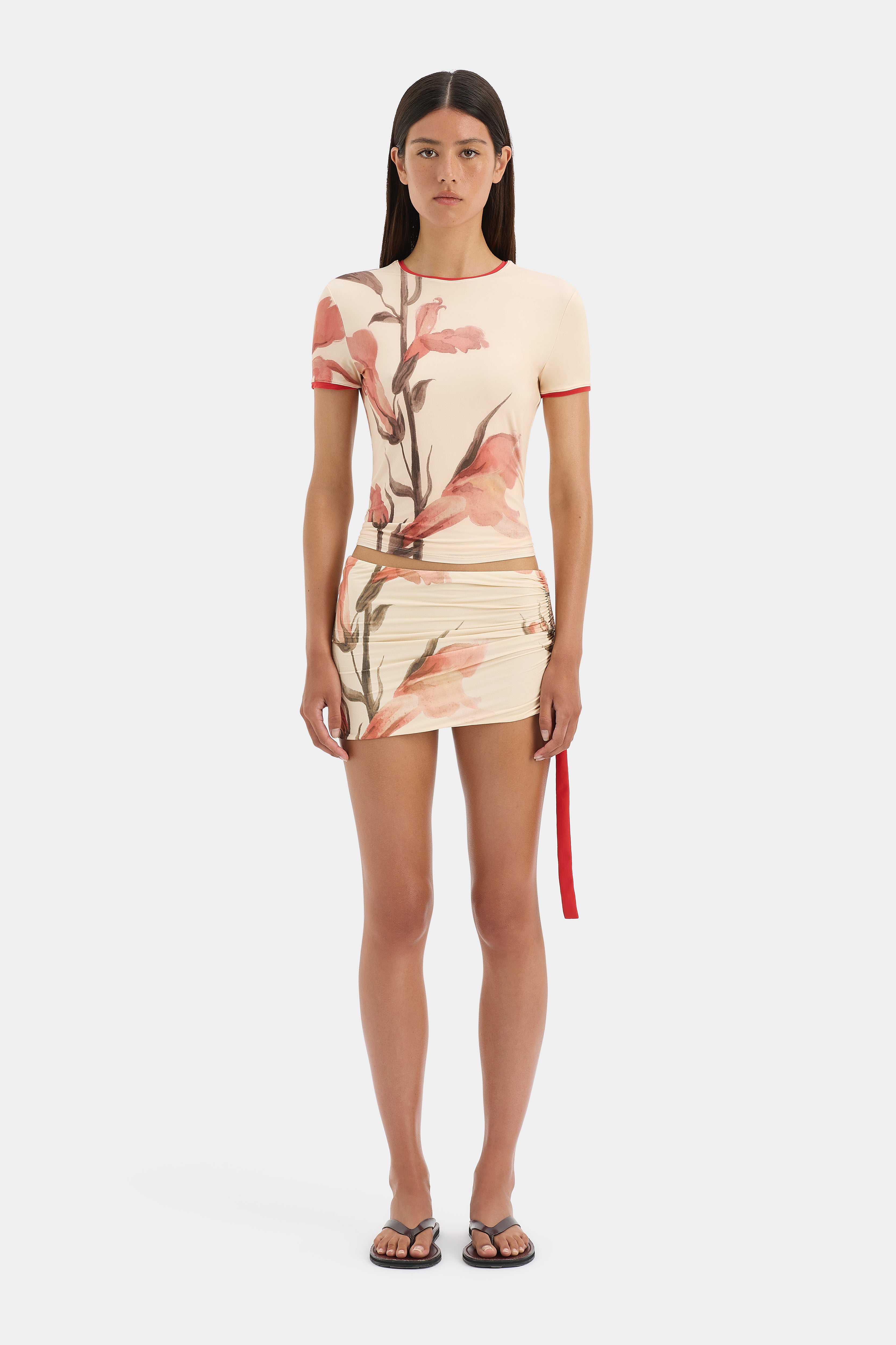 Stylish Hana Mini Skirt with Gladioli Floral Print - Perfect for Summer Outfits, Beach Vacations & Casual Dates