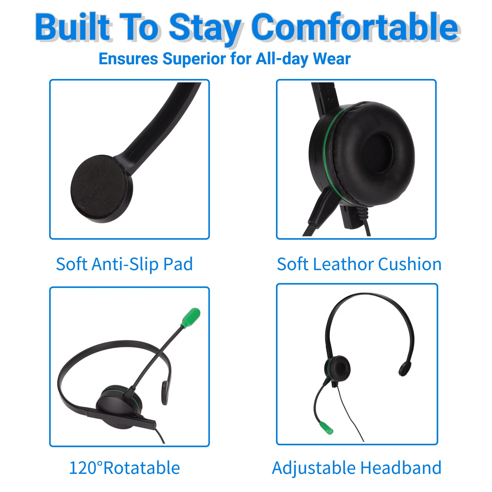 Noise Cancelling Wired Gaming Headset with 3.5mm Single Ear Design & Clear Microphone - Plug & Play for PC, Laptop, Computer - Perfect for Gaming, Online Meetings & Call Centers