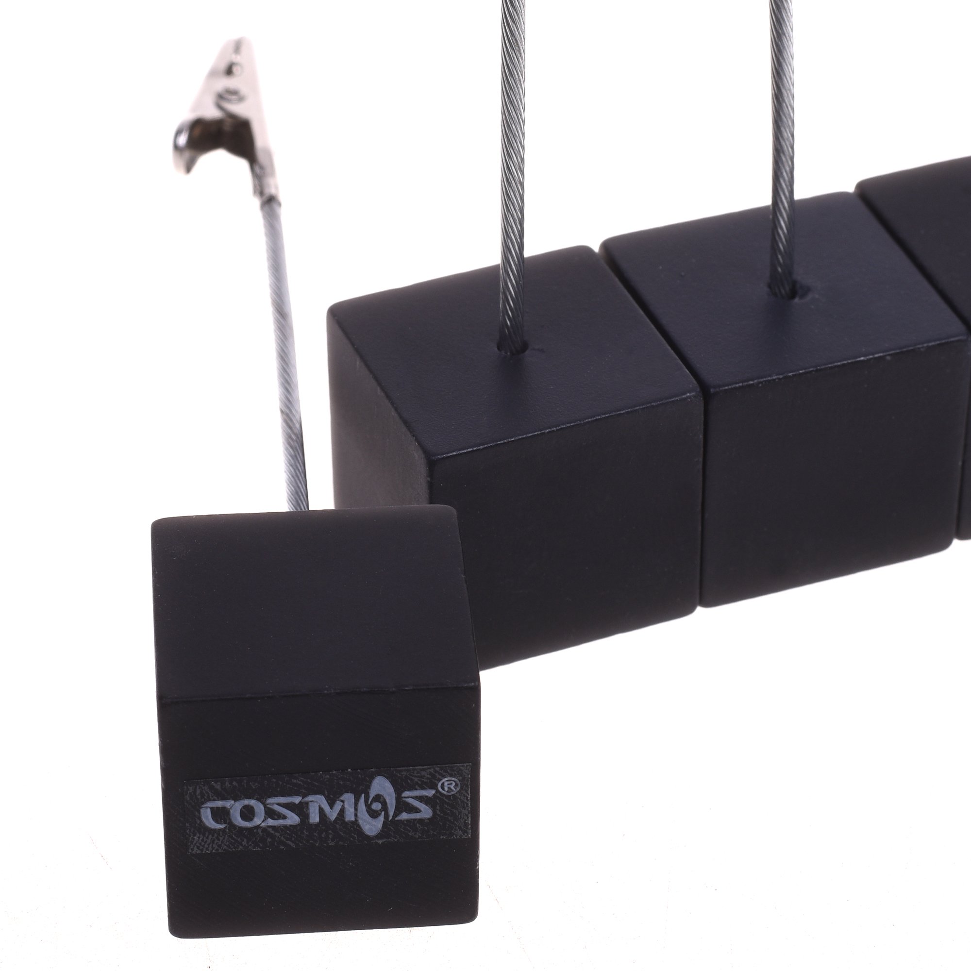 5-Pack Black Cosmos Cube Base Memo Clips with Alligator Clips - Perfect for Displaying Name Cards, Photos, Number Cards & Office Organization - Ideal for Desks, Bulletin Boards, Retail Displays & Craft Projects