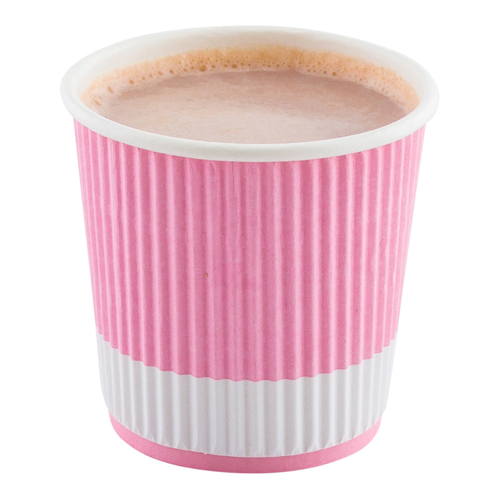 4 oz Light Pink Disposable Paper Coffee Cups with Ripple Wall Design - 2.5