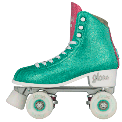 Crazy Glam Roller Skates for Women - Teal & Pink Retro Style Outdoor Skates - Perfect for Rink, Park, and Street Skating