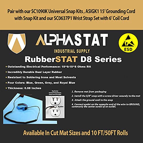 Dual Layer ESD Safe Rubber Workstation Mat Kit - 48