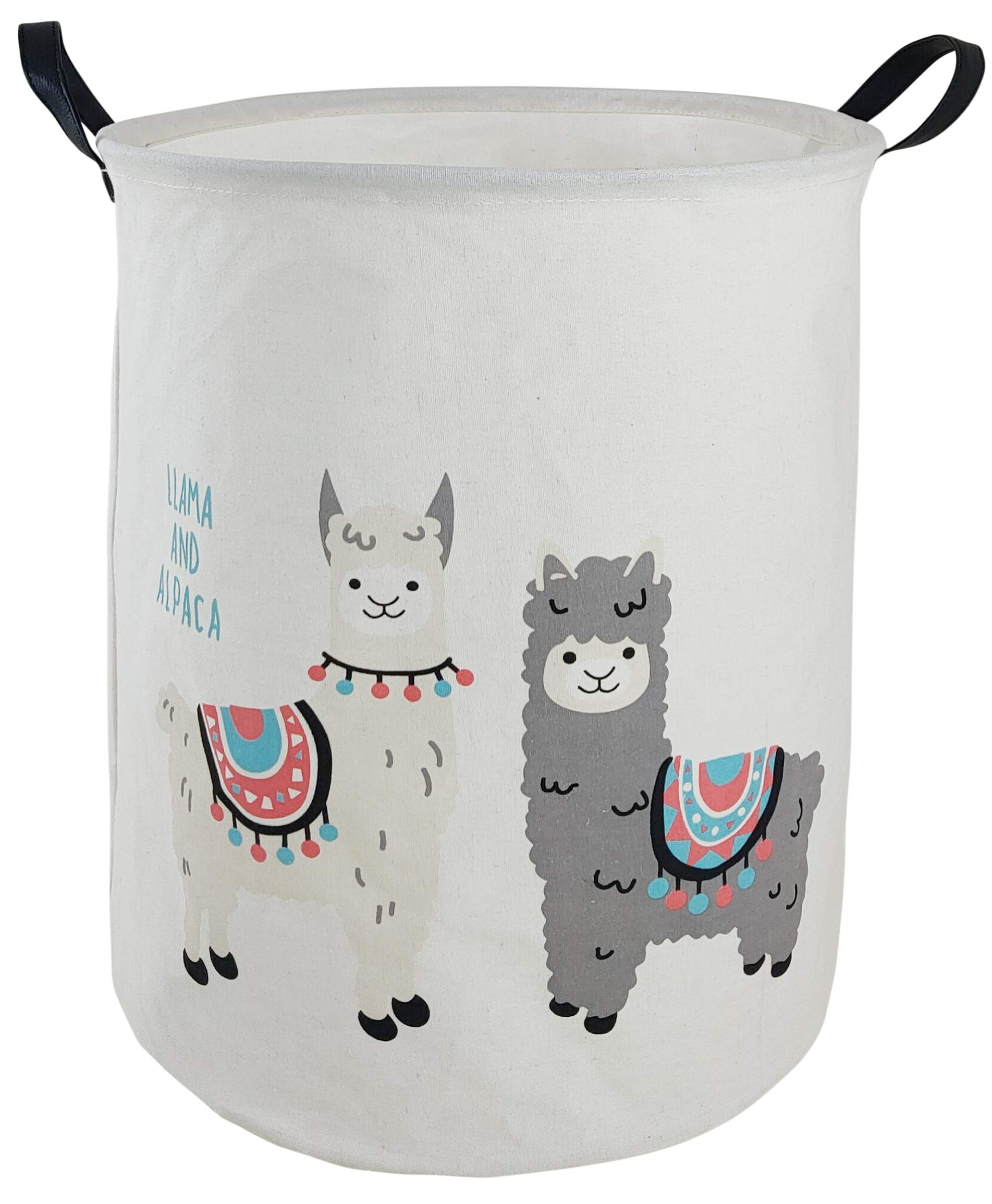 DUYIY Large Canvas Storage Basket with Handles - Organizer Bin for Dirty Laundry, Baby Toys, Nursery & Kids Clothes - Perfect Gift Basket (Alpaca Design) - Ideal for Home Organization, Playroom Storage & Baby Shower Gifts