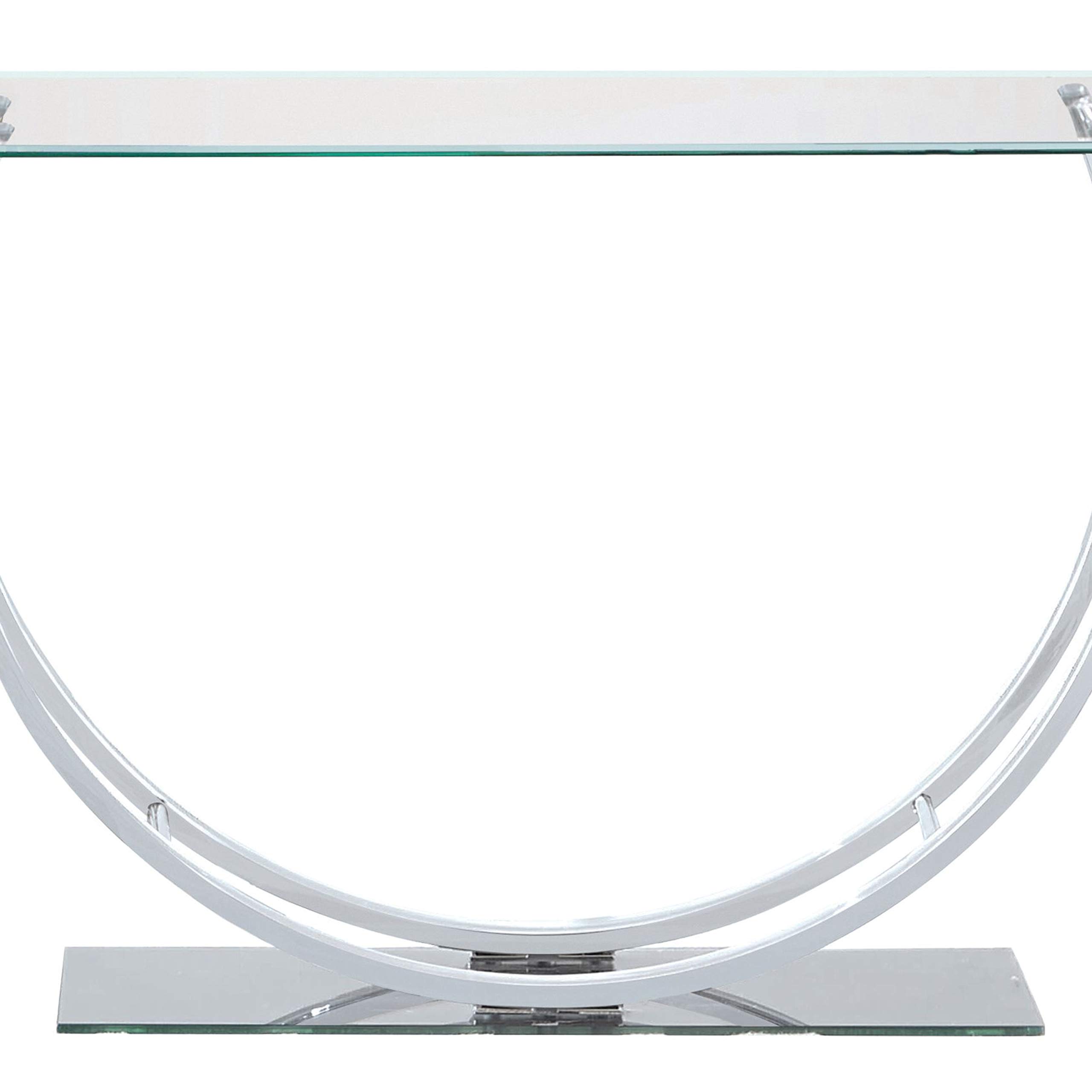 Benjara Contemporary U-Shaped Glass Sofa Table in Silver - Perfect for Living Room, Lounge, or Office Decor