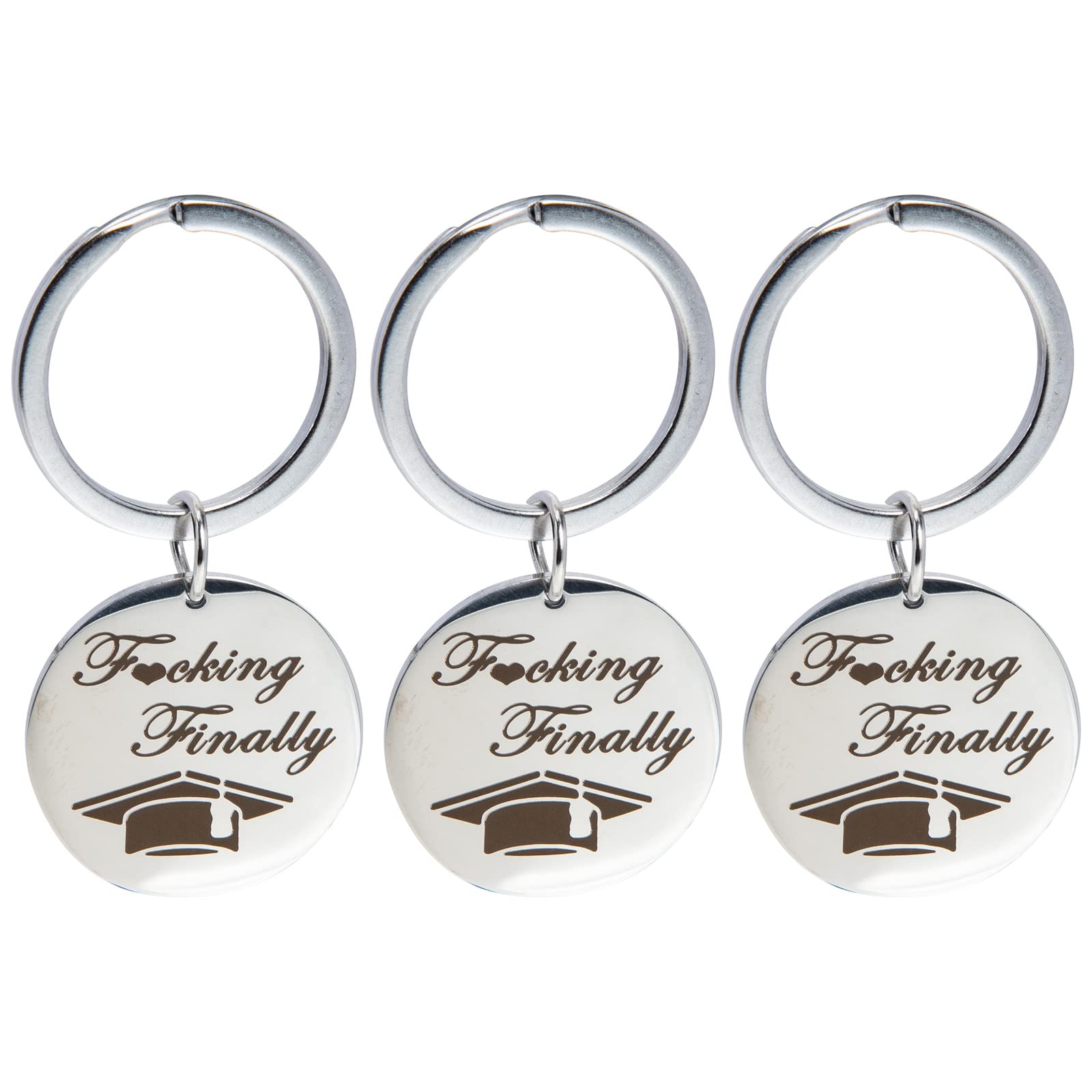 3Pcs Stainless Steel Graduation Keychains - Elegant Keyring Pendants for Graduation Party Favors | Perfect for Graduation Gifts, School Events & Commencement Celebrations