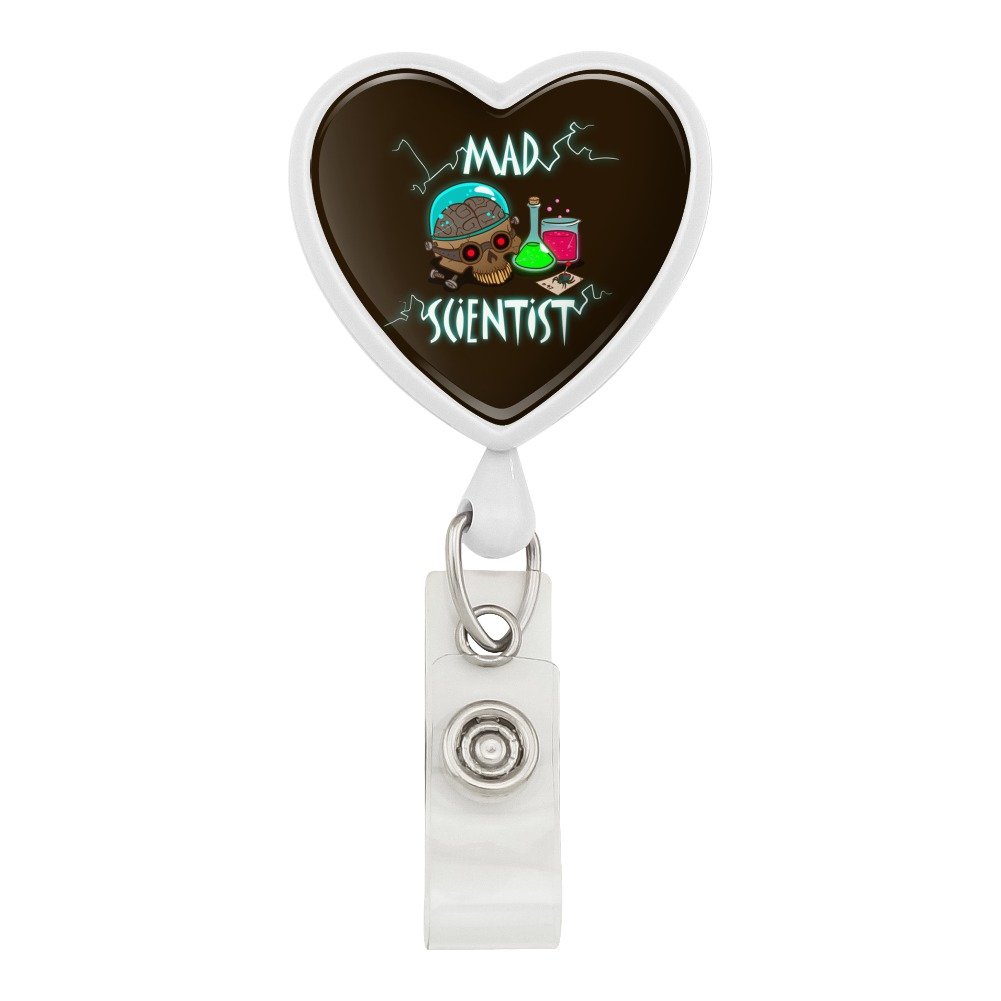 Mad Scientist Themed Retractable ID Badge Holder with Beakers, Brain & Heart Design - Perfect for Science Teachers, Lab Professionals & Halloween Costumes