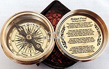 Vintage Brass Compass with Nautical Calendar - Inspired by Robert Frost Poem - Perfect for Hiking, Sailing & Outdoor Adventures