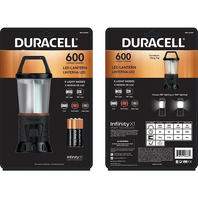 Duracell 600 Lumen LED Lantern - Bright Portable Camping Light for Outdoor Adventures, Emergency Power Outages & Backpacking