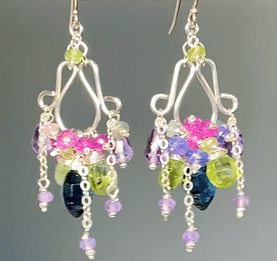 London Blue Topaz & Peridot Sterling Silver Chandelier Earrings with Leverback Closure - Elegant Dangle Earrings for Women, Perfect for Weddings, Parties & Evening Events