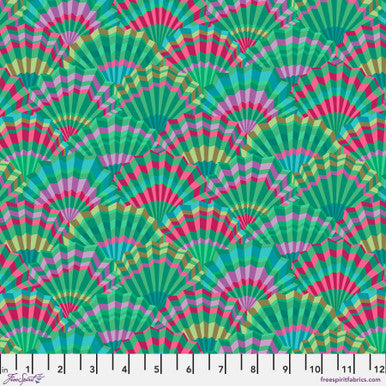 Kaffe Fasset Green Paper Fans PWGO143 - Decorative Hand Fans for Home Decor, Weddings & Parties