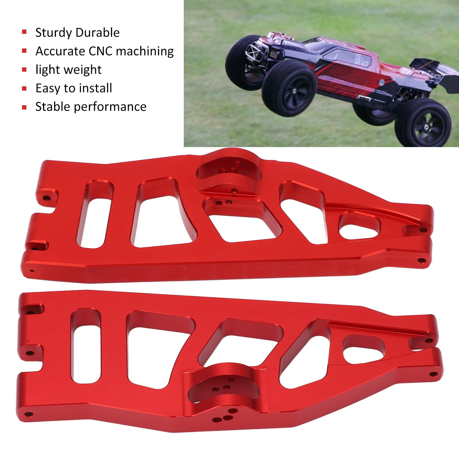 High-Performance Aluminum Alloy RC Rear Suspension Arms - Upgrade Parts for 1/6 Scale REDCAT Shredder RC Cars (Red) | Durable Off-Road Racing & Crawler Accessories