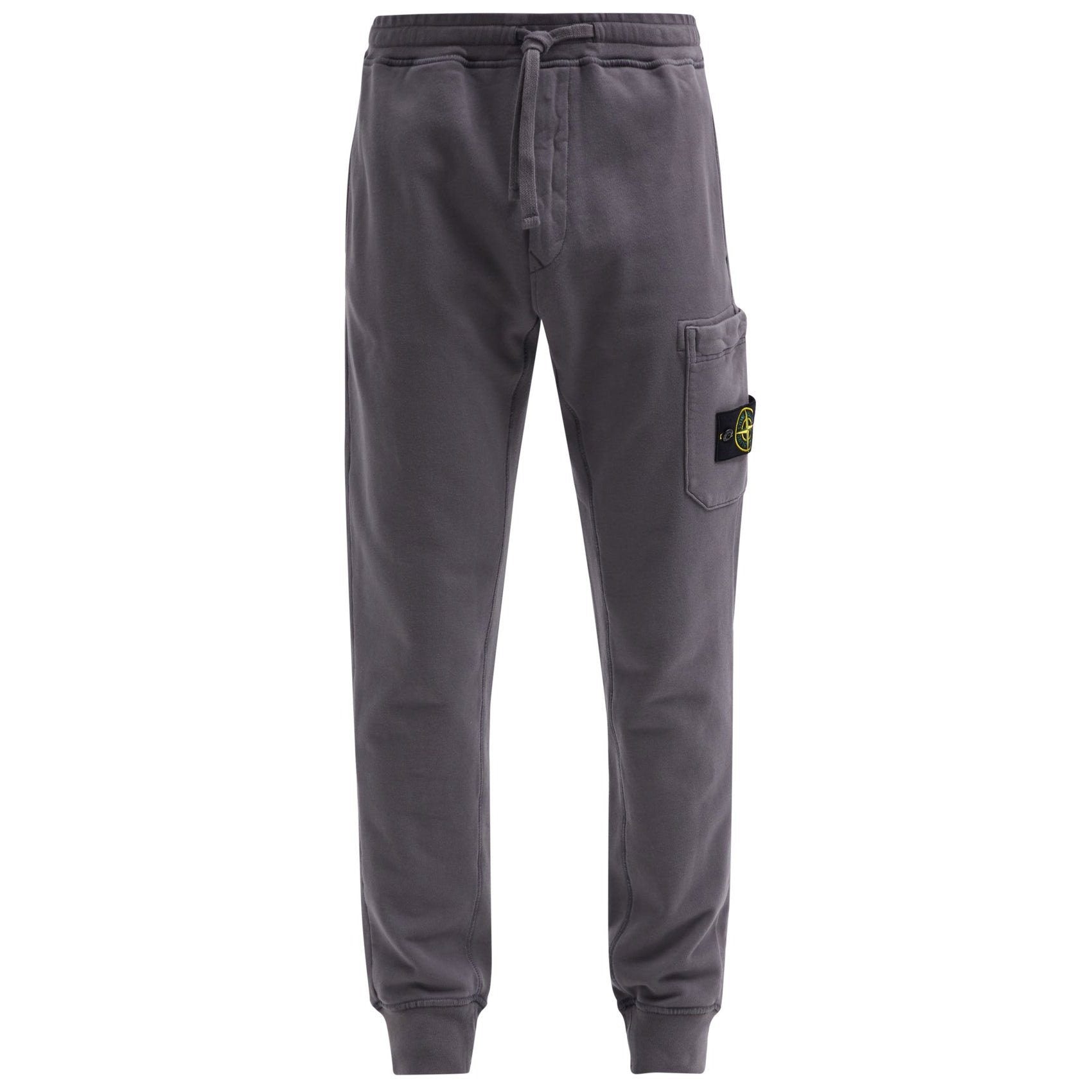 Stone Island Grey Cotton Sweatpants for Men - Comfortable Casual Joggers with Elastic Waistband | Perfect for Gym, Lounge & Streetwear Fashion