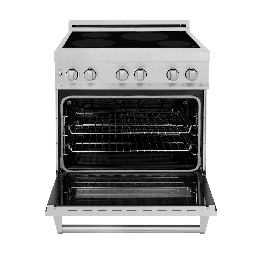 ZLINE 30 Inch 4.0 cu ft Stainless Steel Induction Range with 4-Element Cooktop & Electric Oven - Perfect for Modern Kitchens, Home Chefs & Gourmet Cooking (RAINDS SN 30)
