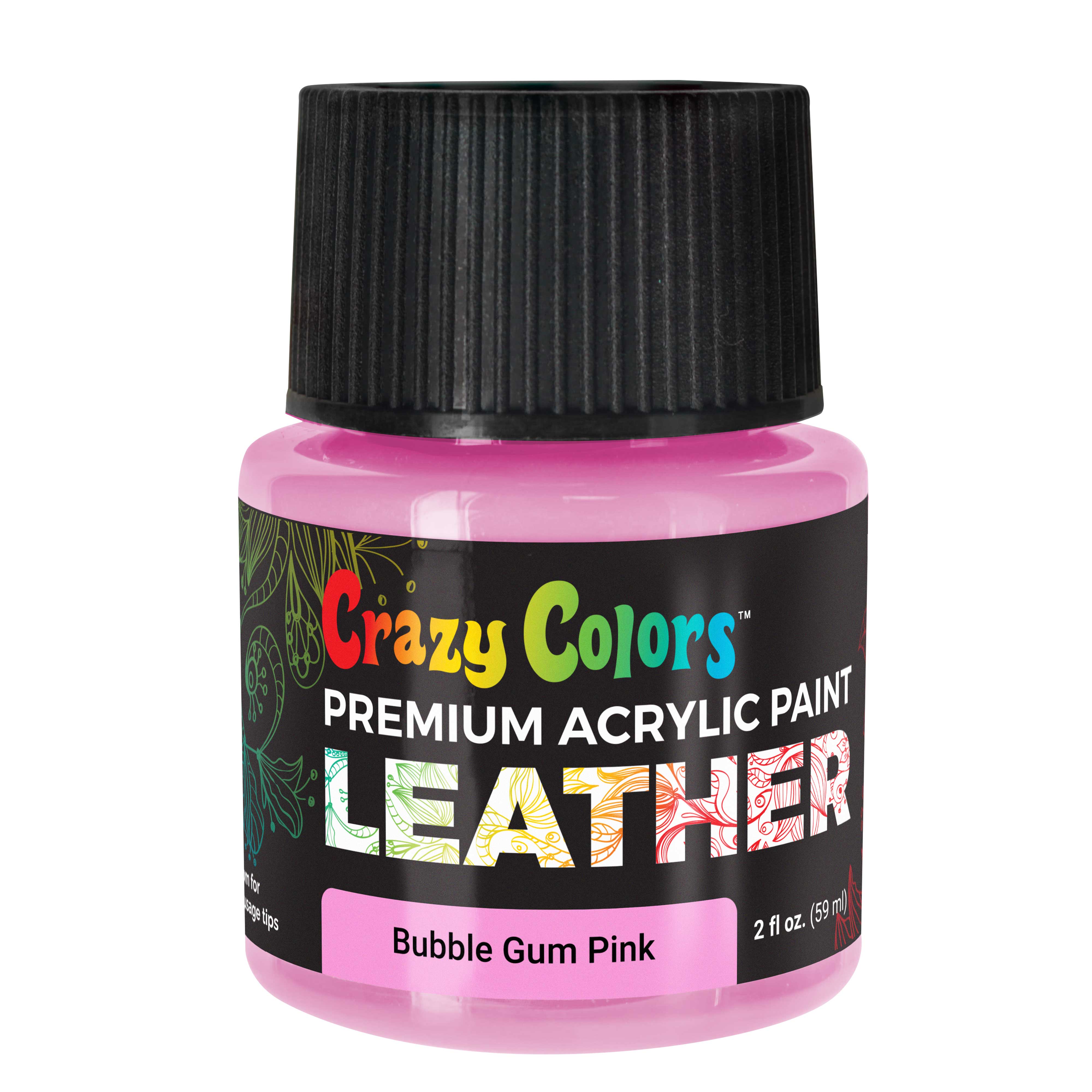 Premium Bubble Gum Pink Acrylic Leather & Shoe Paint - 2oz Bottle | Flexible, Crack & Scratch Resistant | Customize Sneakers, Jackets, Bags, Purses & Furniture | Perfect for DIY Fashion & Home Decor Projects