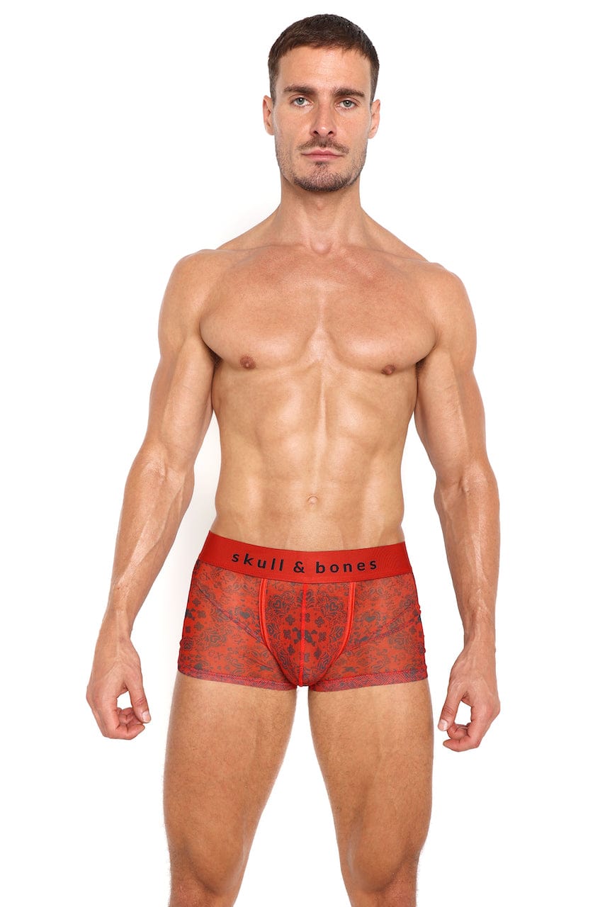 Red Heart Bandana Sheer Mesh Trunk - Breathable & Stylish Men's Underwear for Comfort & Fashion | Perfect for Valentine's Day, Date Night & Romantic Occasions