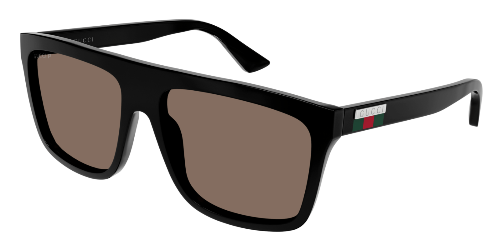 Gucci GG 0748S 005 Polarized Sunglasses for Men - Black/Brown Rectangular Frame - UV Protection & Anti-Glare - Perfect for Driving, Beach & Outdoor Activities