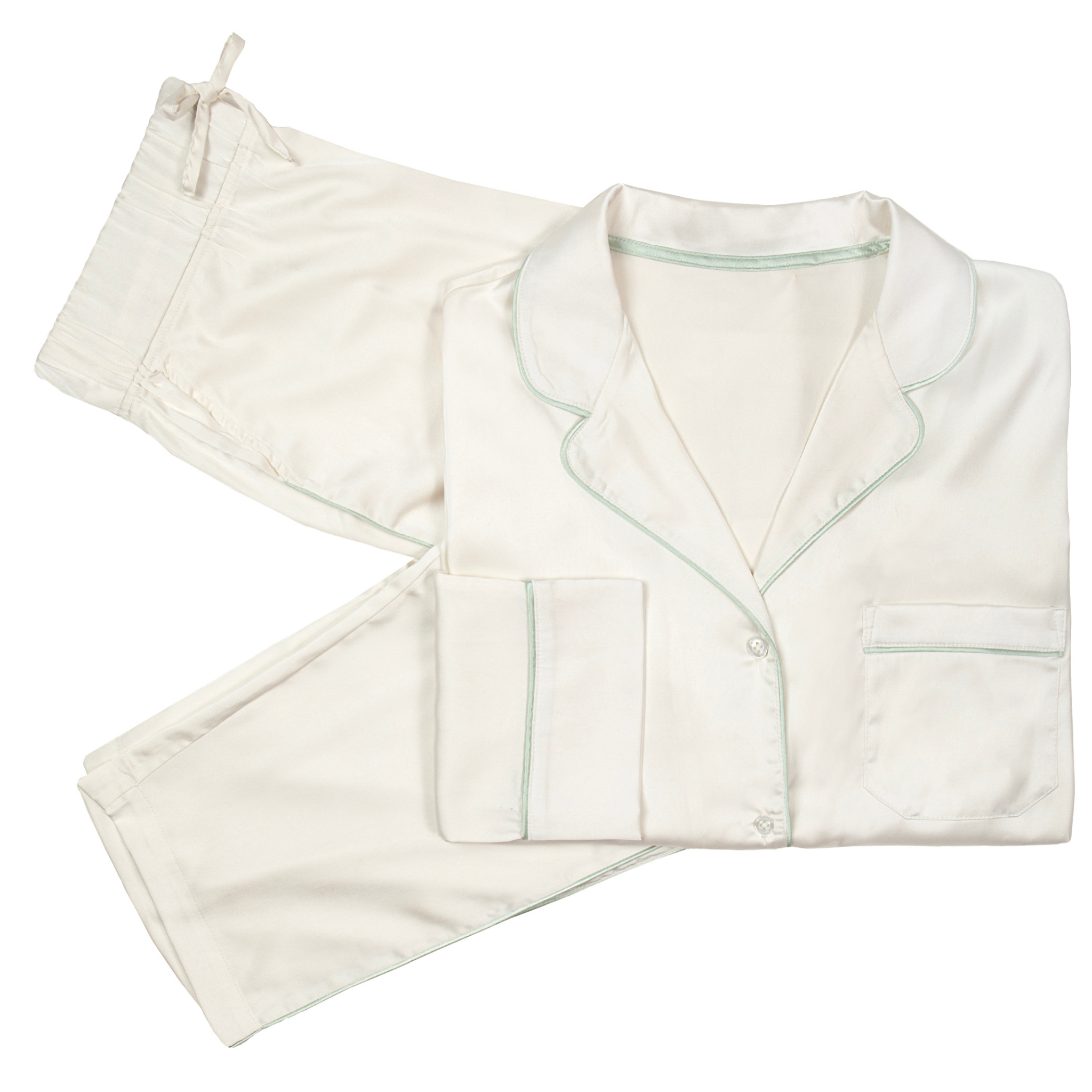 Birdie Satin Long Pajamas for Women - Soft & Comfortable Sleepwear Set with Long Sleeves - Perfect for Nighttime, Lounging & Travel