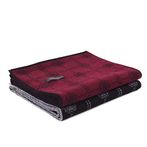 Men's Plaid Winter Scarf - Soft Australian Wool Cashmere Feel, Warm Fashion Accessory with Gift Box - Perfect for Cold Weather, Outdoor Activities & Holiday Gifts (Red)