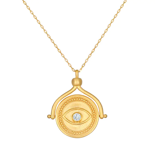 Gold Hamsa & Evil Eye Spinning Necklace - Protection Jewelry for Women, Spiritual Gift for Good Luck & Positive Energy | Perfect for Daily Wear, Meditation & Special Occasions