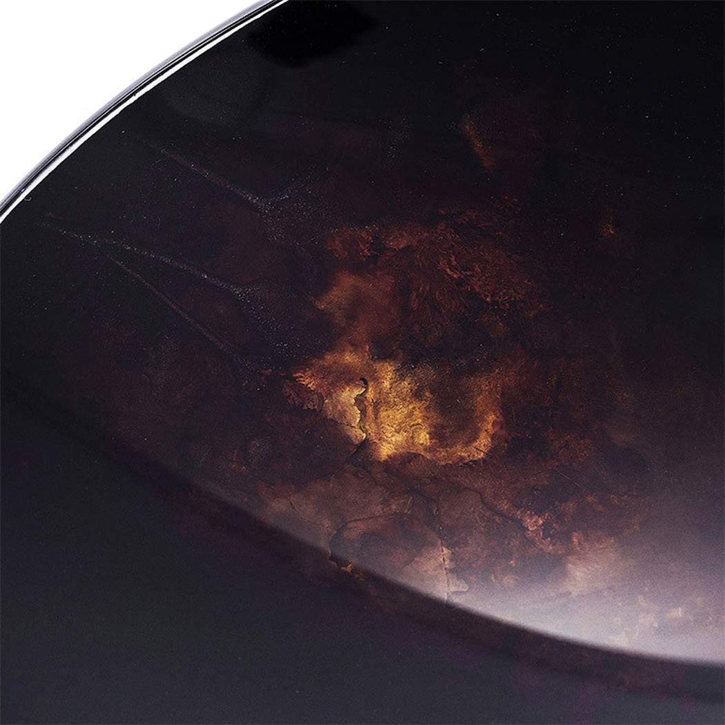 Black & Gold Tempered Glass Vessel Sink - Handmade Artistic Bathroom Basin with Mounting Ring for Home & Hotel Use | Modern Vanity Sink for Bathroom Remodel, Luxury Hotel Renovation & Spa Decor