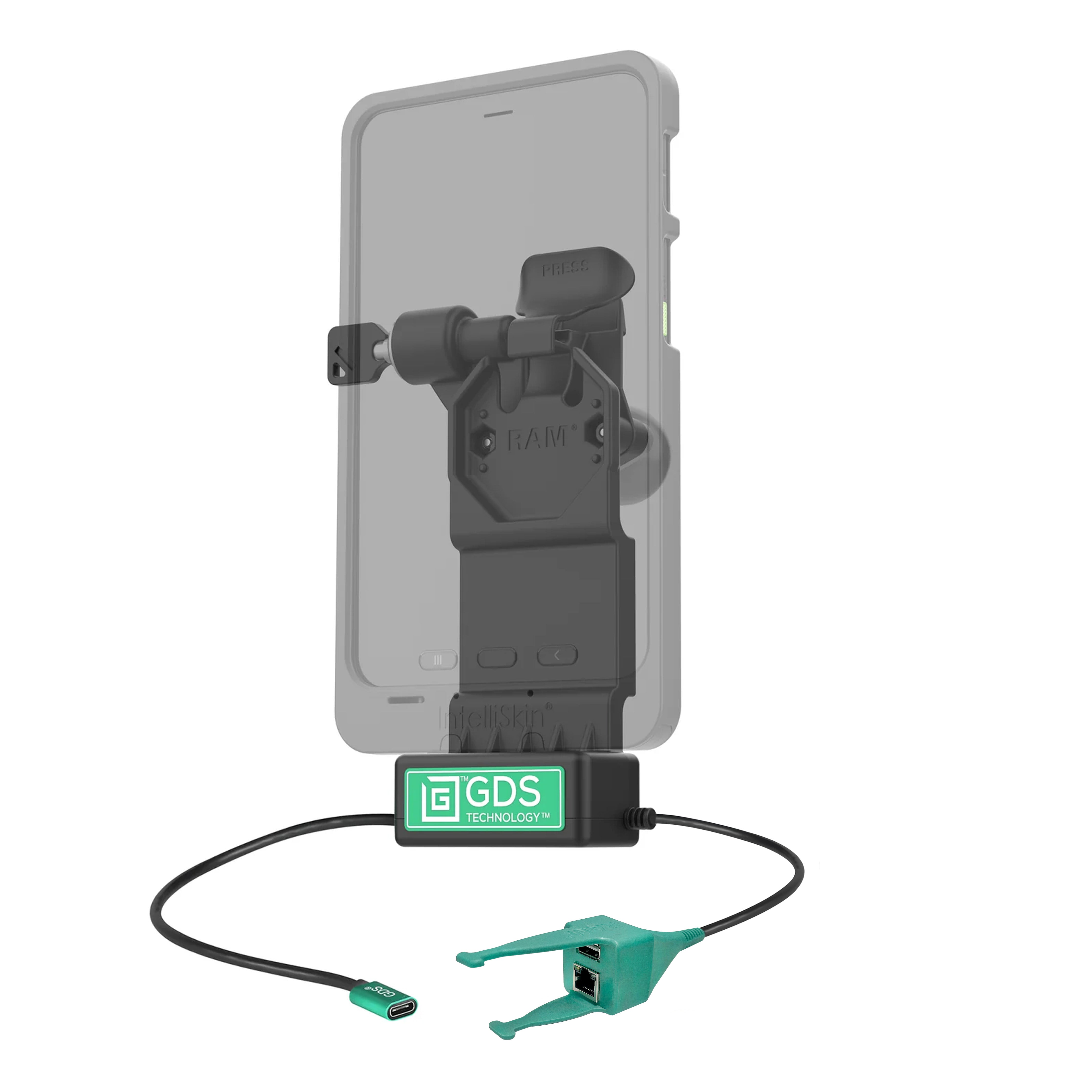 GDS® Uni Conn™ Left Locking Powered Dock with USB A & RJ45 Data Ports - Compatible with RAM Mounts (Model: GDS DOCKLL U1CP RJ45AU) | Perfect for Truck Drivers, Fleet Management & Mobile Workstations