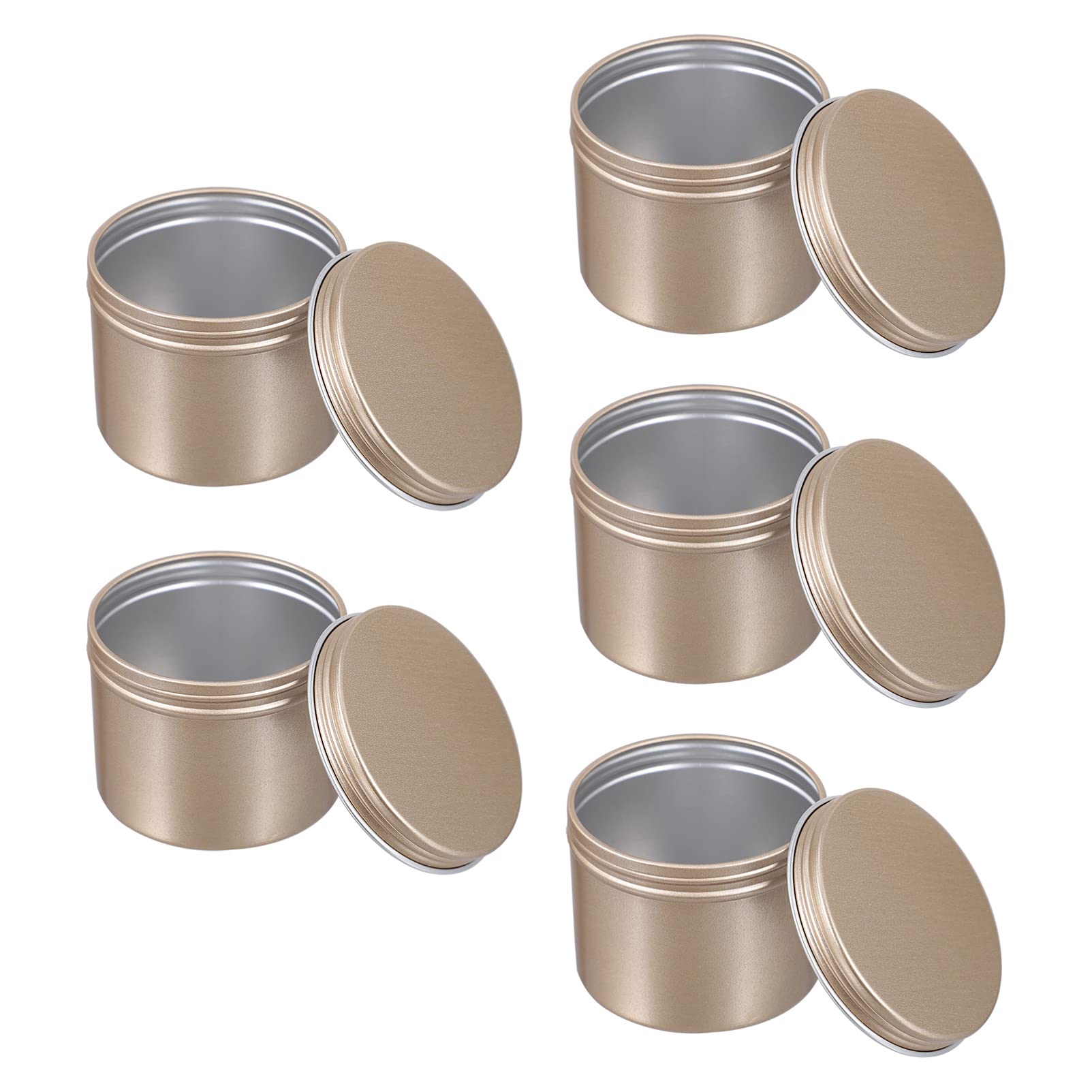 Hemoton 5-Piece Airtight Christmas Candle Jar Set - Aluminum Tea & Coffee Storage Canisters, Round Tin Cans for Lip Balm, Travel Mini Jars - Perfect for Holiday Decor, Kitchen Organization & DIY Gifts