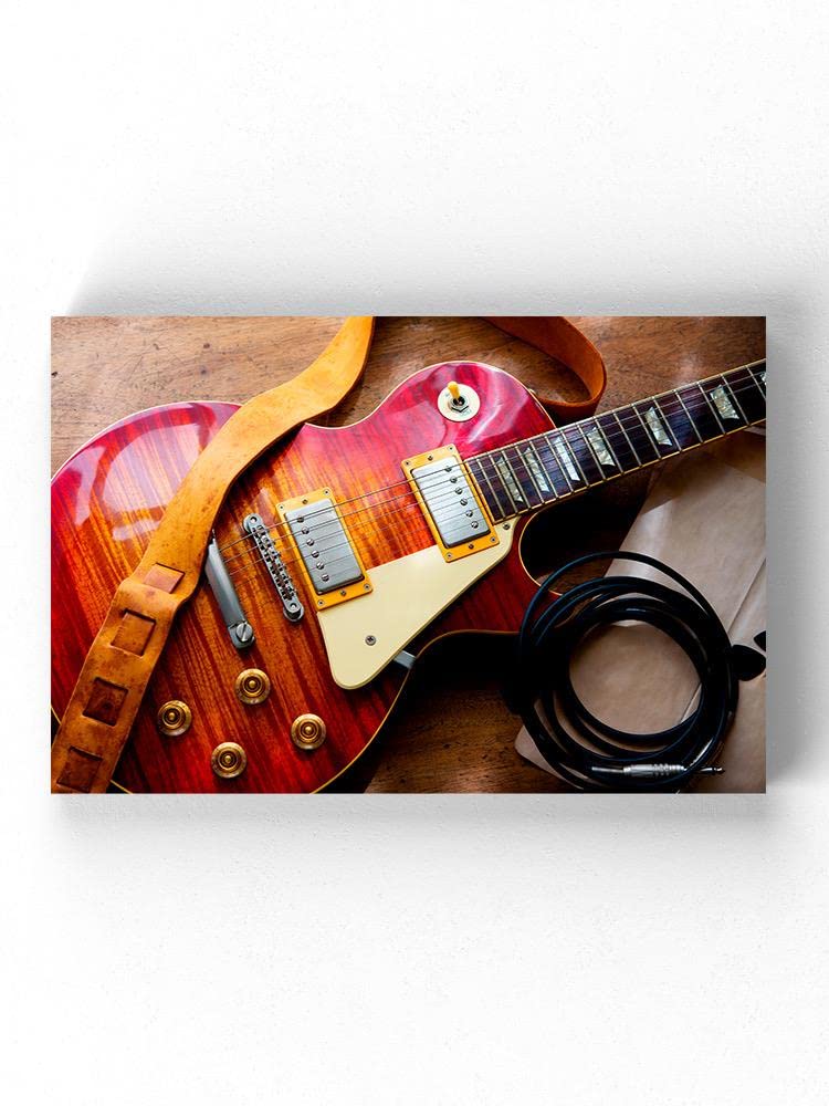 Red Sunburst Guitar Wrapped Canvas Wall Art - Vintage Music Decor for Living Room, Bedroom & Studio - Perfect Gift for Musicians & Music Lovers