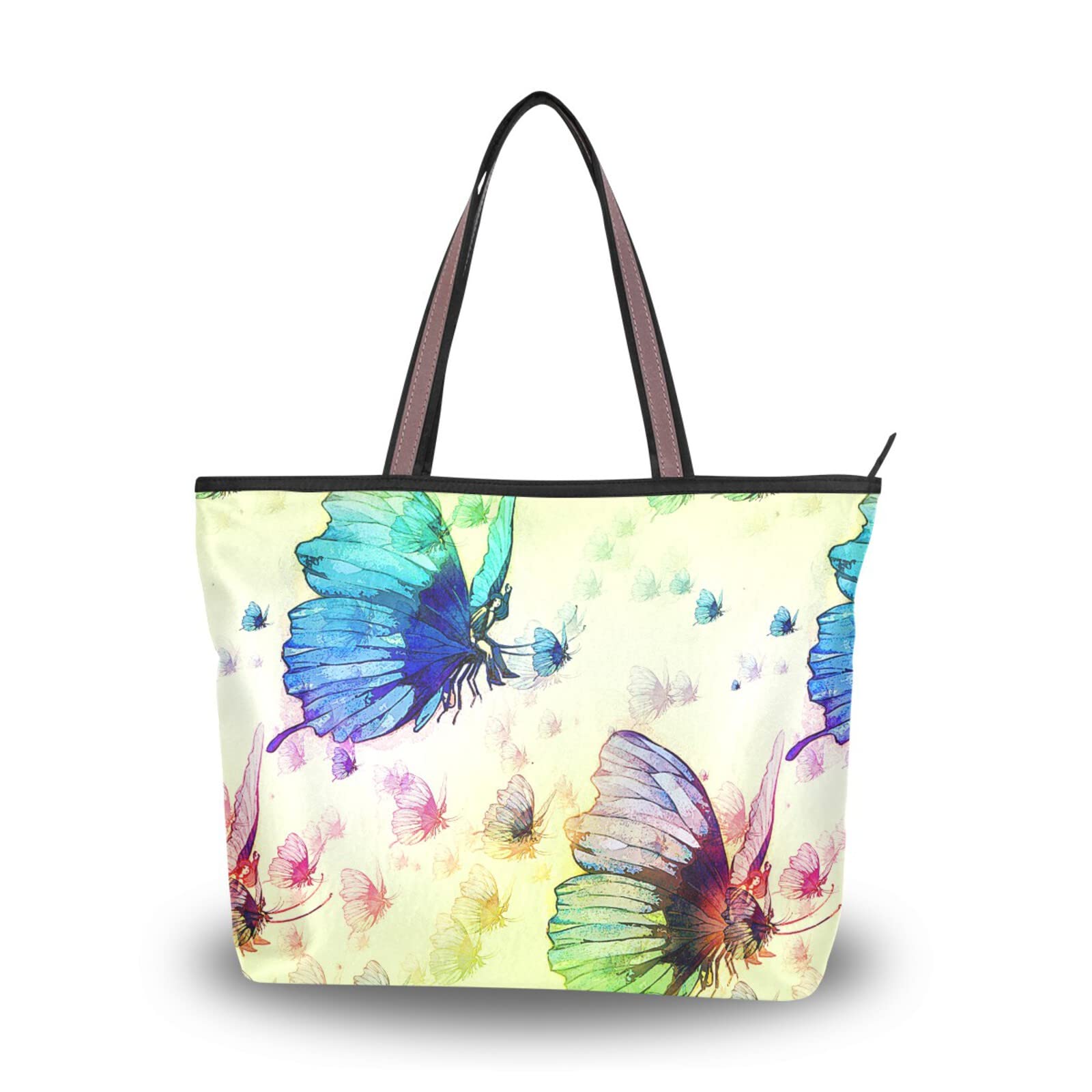 Butterfly Fairy Tote Bag for Women - Large Capacity Zippered Grocery Bag, Aesthetic Purse for Daily Use (2 Sizes) - Perfect for Shopping, Work, and Travel Accessories