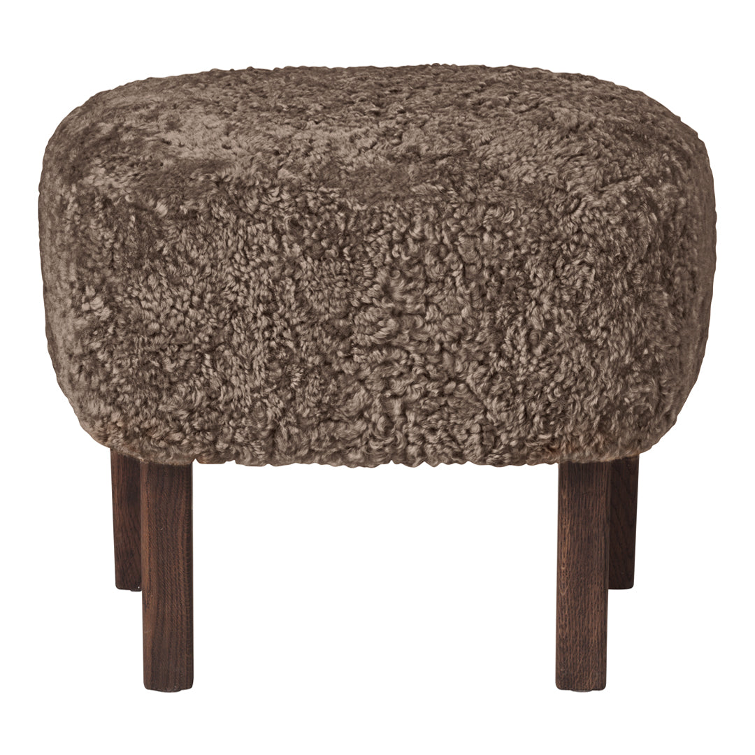 Premium Ingeborg Ottoman with Genuine Sheepskin Cover - Luxurious Footrest & Accent Chair for Living Room, Bedroom, or Office