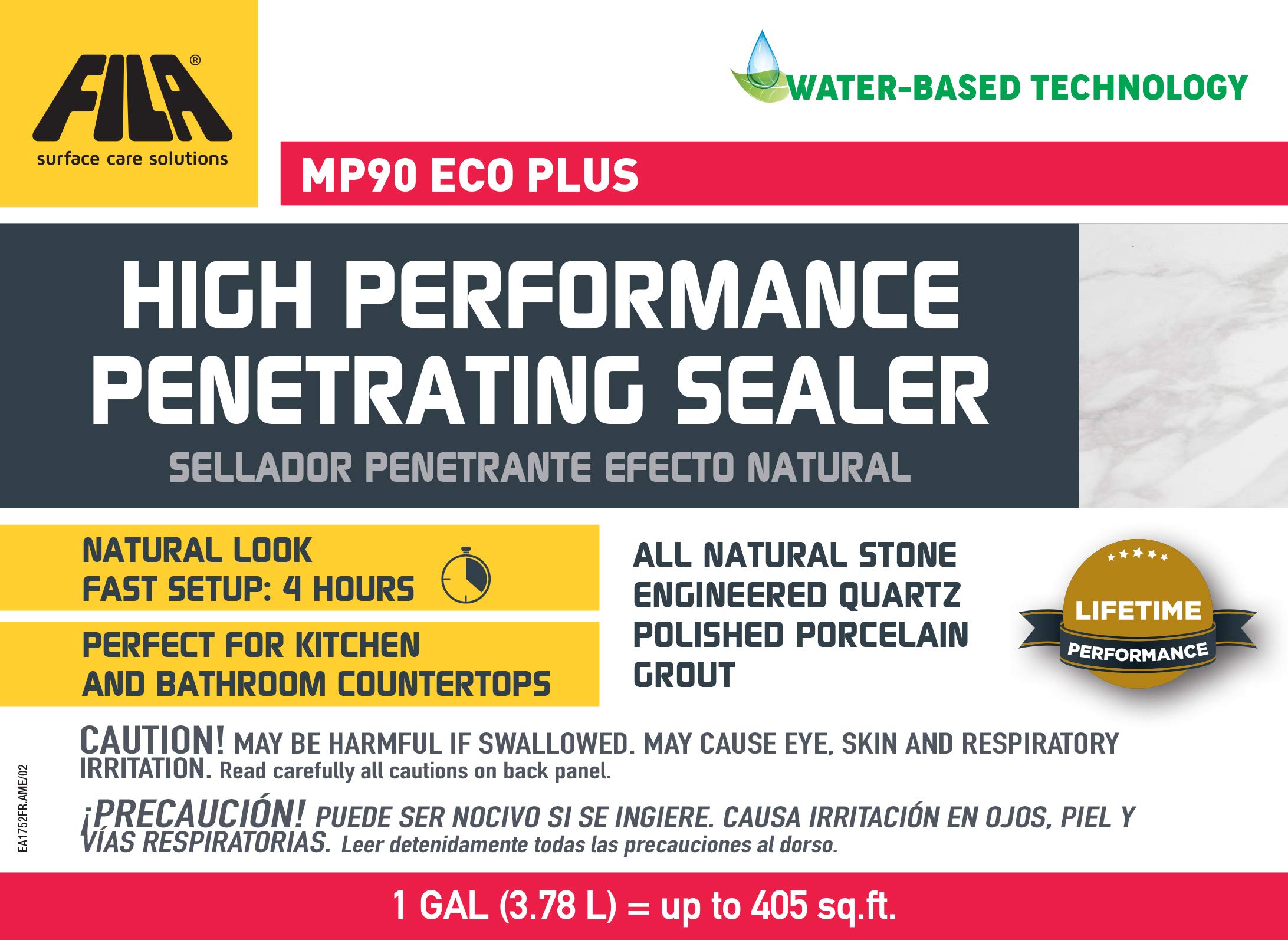 FILA MP90 ECO Plus High Performance Penetrating Sealer - 1 Gallon Concrete & Masonry Waterproofing Solution for Driveways, Patios & Basements