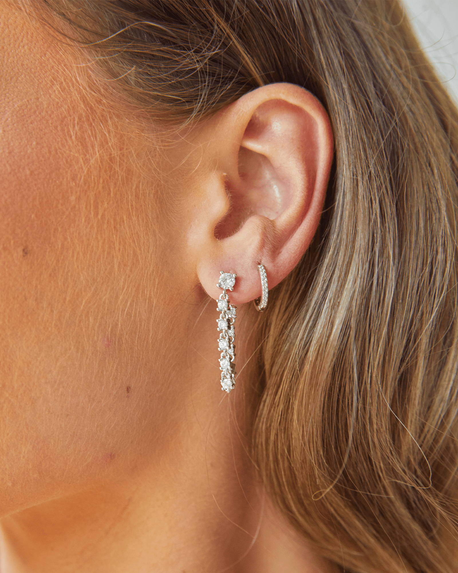 Izoa Alicia Drop Stud Earrings - Sterling Silver Dangle Earrings for Women | Perfect for Parties, Weddings & Everyday Wear