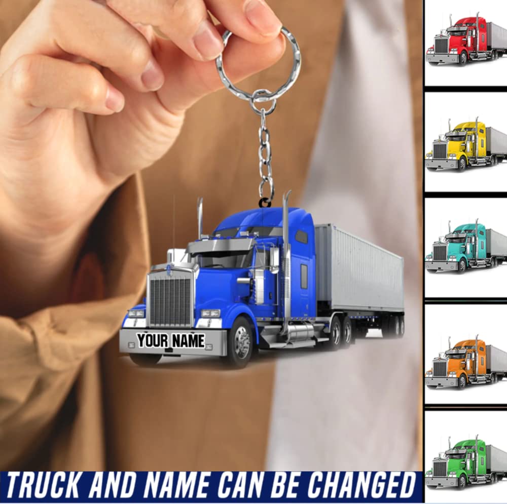 Custom Trucker Acrylic Keychain - Personalized Truck Driver Gift for Men - Great Father's Day Present - Ideal for Work Keys, Car Keys & Gift Giving