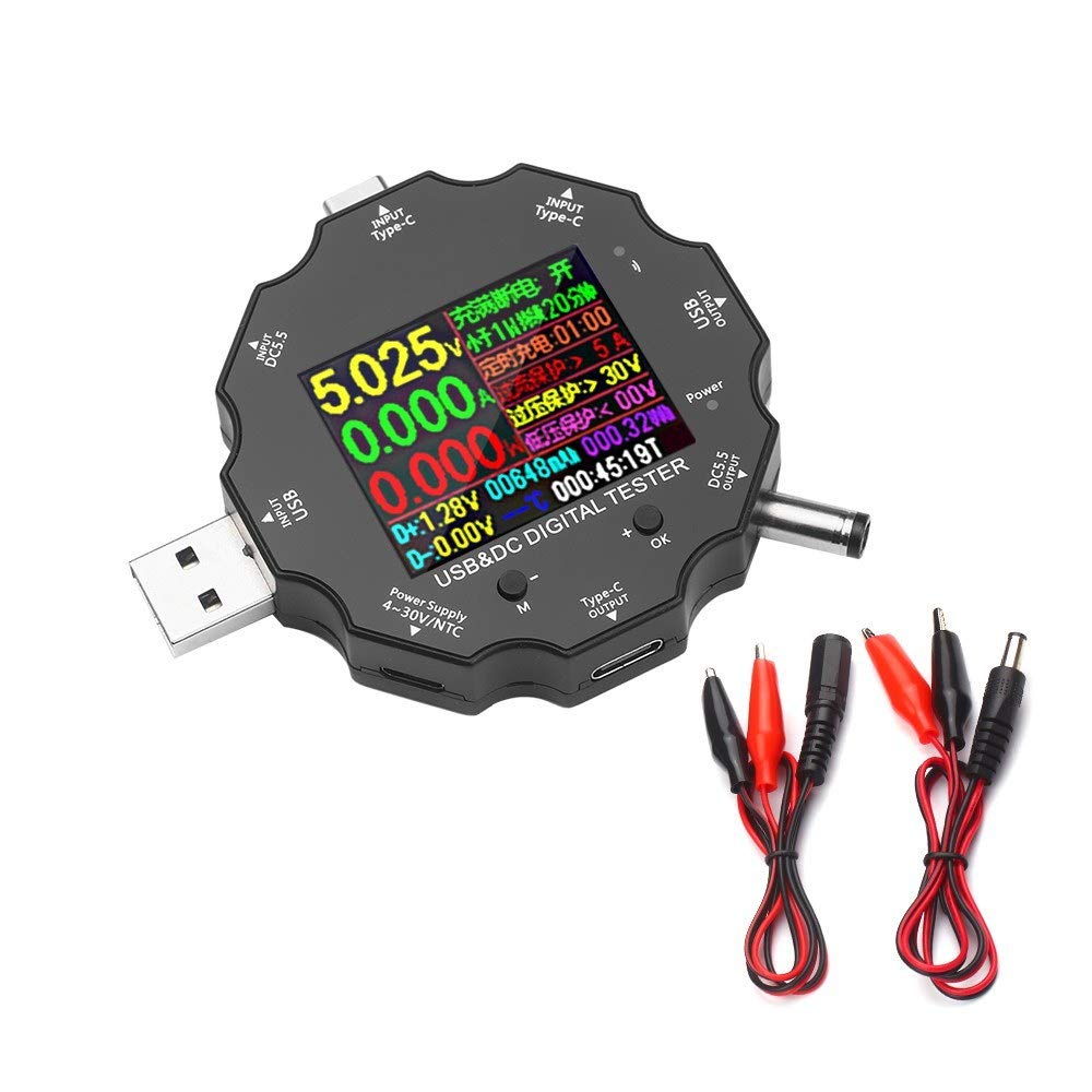 USB 3.0/DC/Type-C Digital Multimeter Tester - 2-Way Current Measurement, 1.8