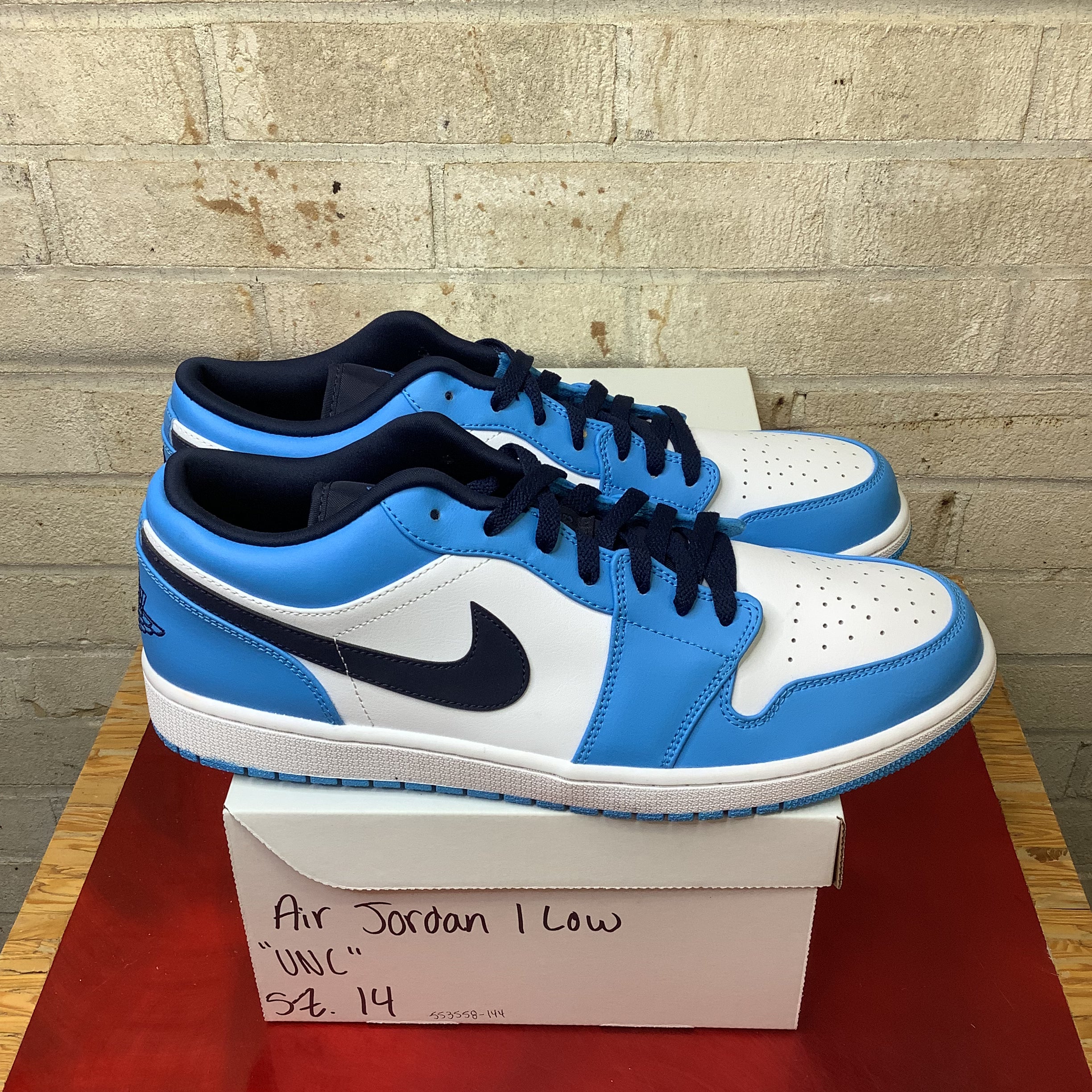 AIR JORDAN 1 LOW UNC Men's Basketball Shoes Size 14 - Blue & White (Style Code: 553558-144) | Perfect for Casual Wear, Street Fashion & Sneaker Collectors