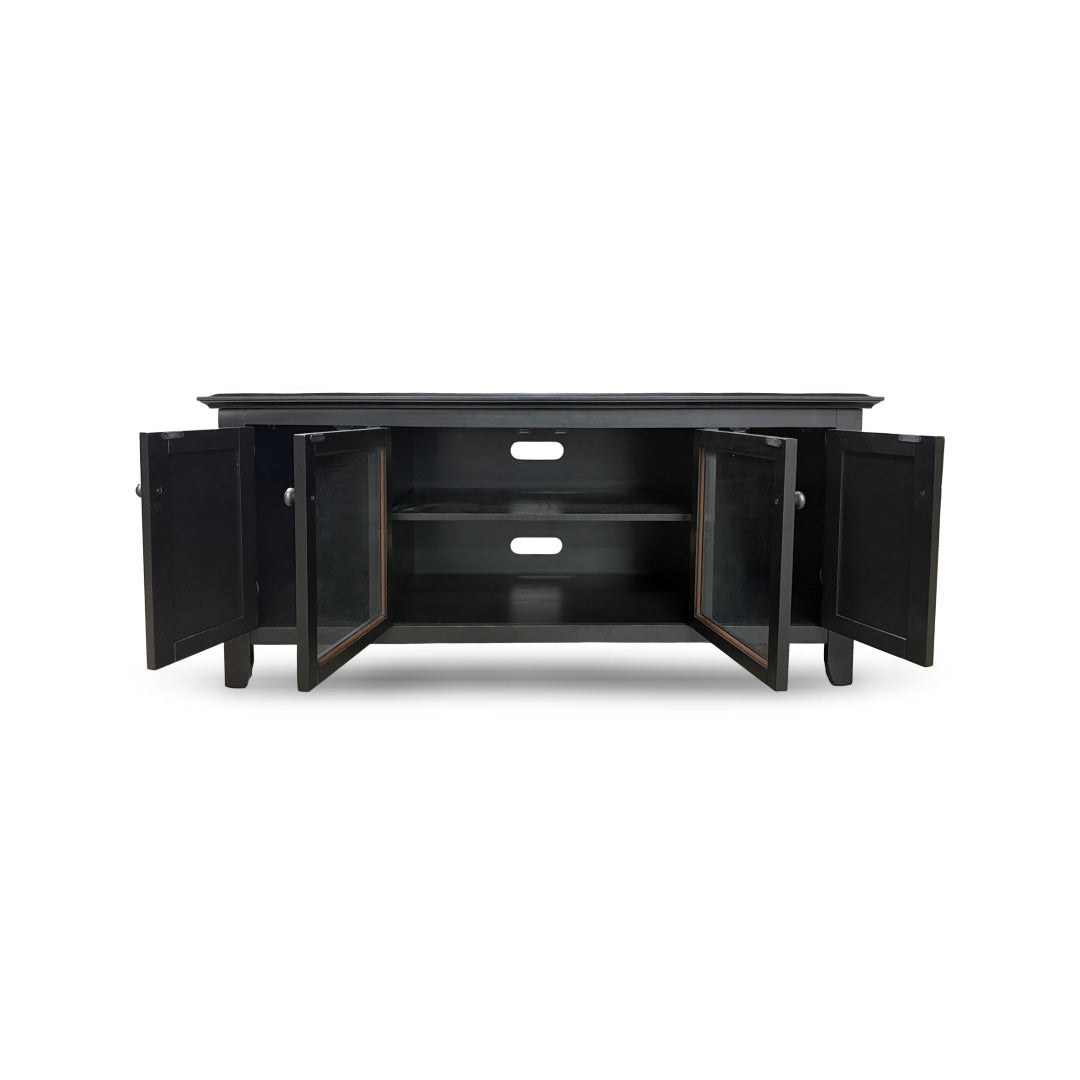 Modern Pembroke TV Stand in Black - Stylish Entertainment Center for Living Room, Bedroom, or Home Theater