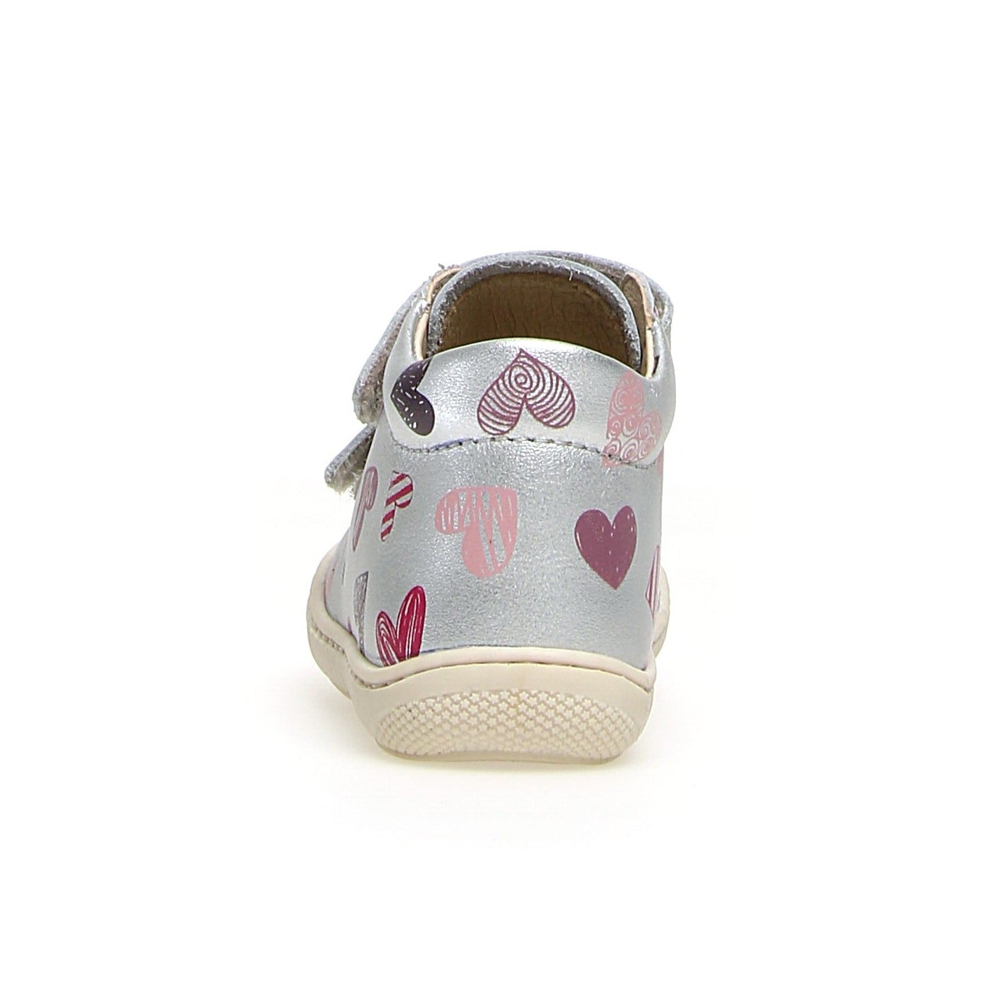 Naturino Girls Cocoon VL Matt Heart Sneakers - Silver | Comfortable & Stylish Kids Shoes for School, Play & Everyday Wear