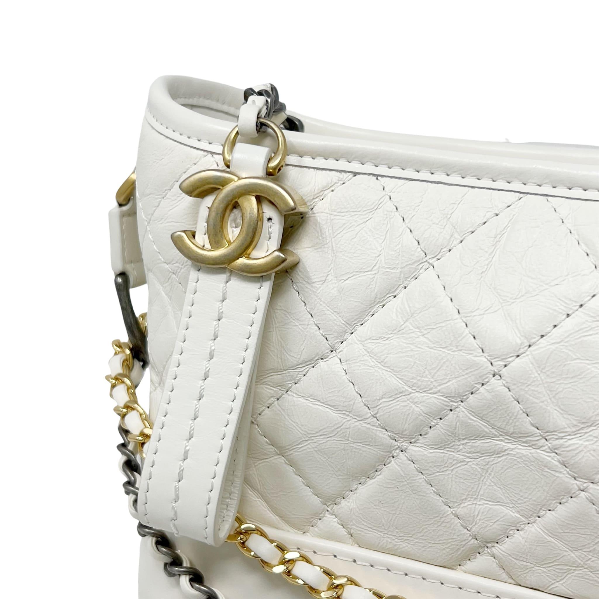 Chanel White Aged Calfskin Small Gabrielle Bag - Luxury Designer Handbag for Women, Perfect for Parties & Evening Events