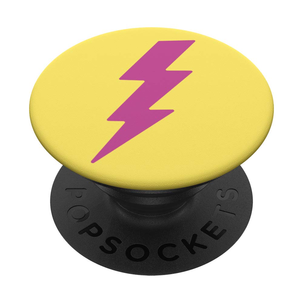 Cool Pink & Yellow Lightning Bolt PopSockets PopGrip - Swappable Phone & Tablet Grip for Kids | Perfect Gift for Girls & Boys | Ideal for School, Travel & Everyday Use