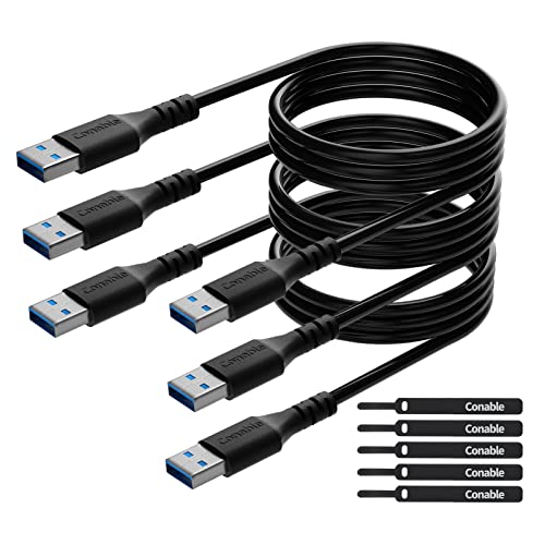 Premium USB 3.0 Male to Male Cable 6ft (3 Pack) - High Speed 5Gbps Data Transfer Cord for External Hard Drive, Laptop, PC, DVD Player, Monitor - Includes 5 Cable Ties | Perfect for Home Office, Gaming Setup & Multimedia Devices