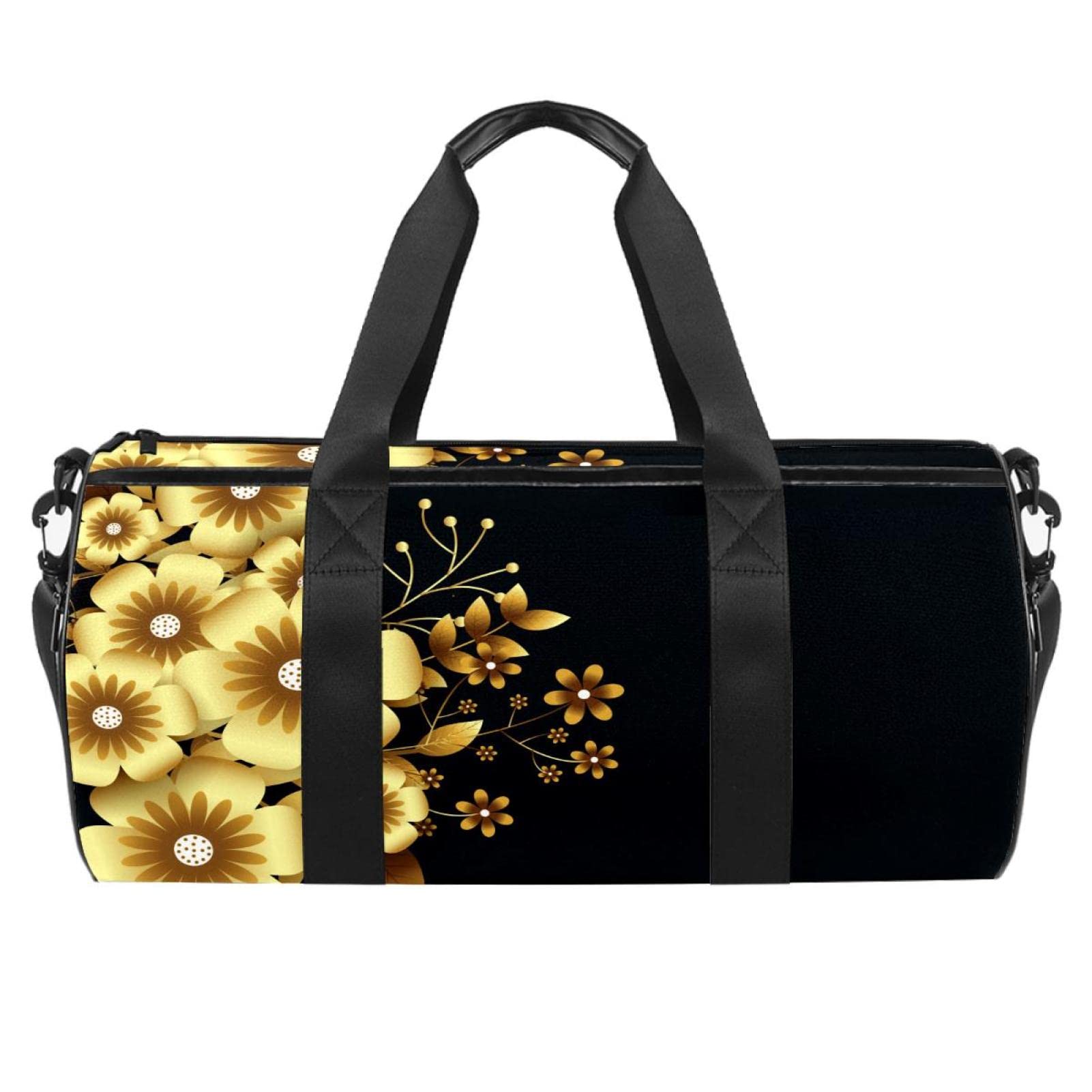 Black Canvas Gym Duffel Bag for Men & Women - Waterproof Sports Training Travel Bag with Multiple Pockets | Perfect for Workouts, Travel & Outdoor Activities
