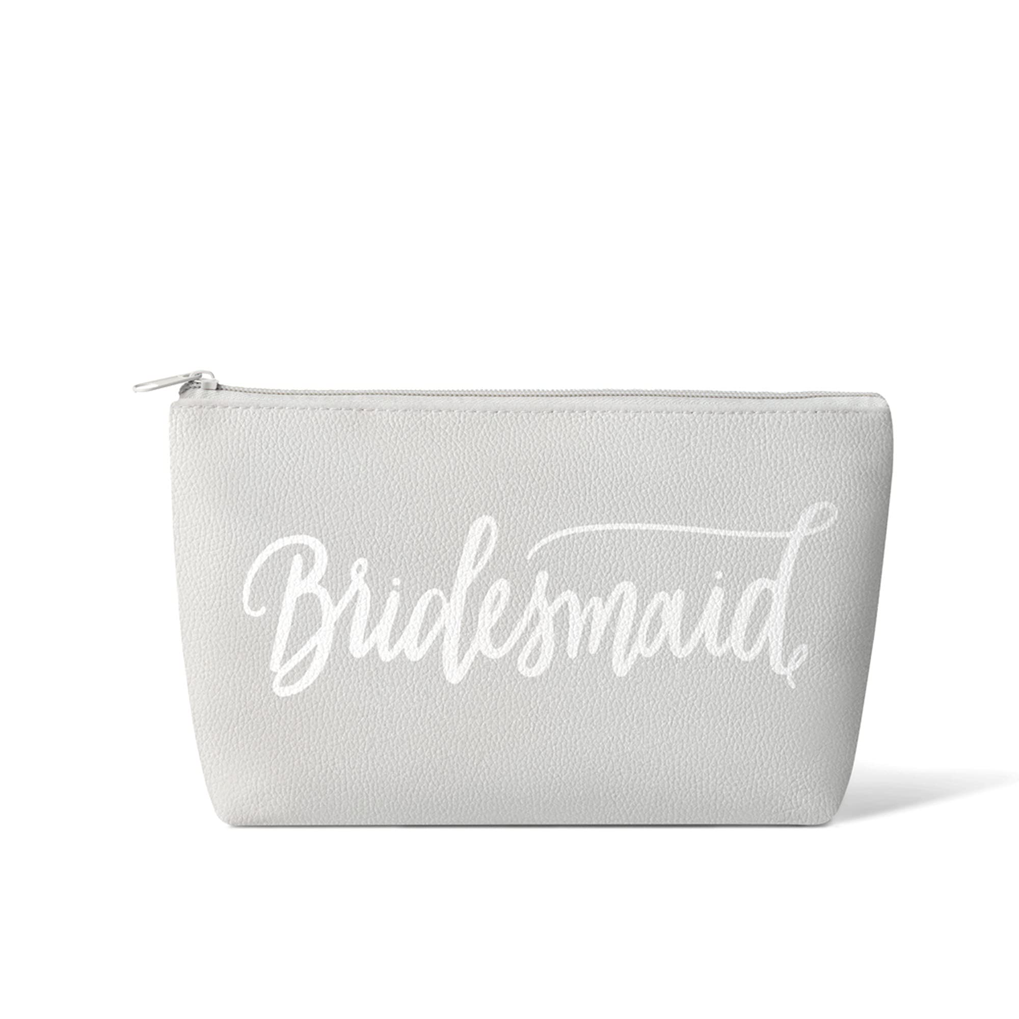 Samantha Margaret Faux Leather Makeup & Toiletry Bag - Elegant Bridesmaid Gift for Weddings, Bachelorette Parties & Bridal Showers (Grey) - Perfect for Travel, Spa Days & Bridal Preparation