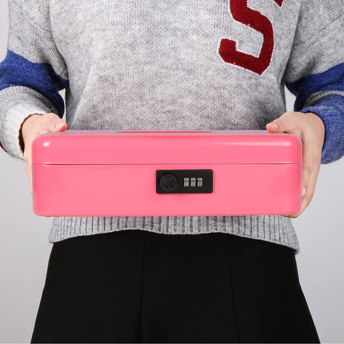 Large Cash Box with Money Tray & Combination Lock - 11.8