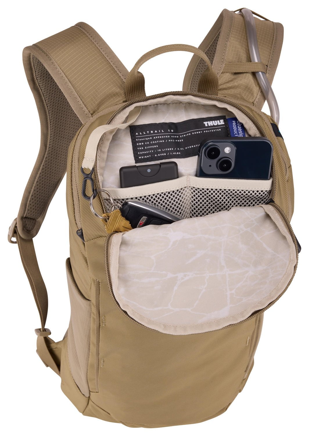 Thule AllTrail Hydration Pack 10L - Lightweight Hiking Backpack with Water Bladder, Faded Khaki - Perfect for Trail Running, Camping & Outdoor Adventures