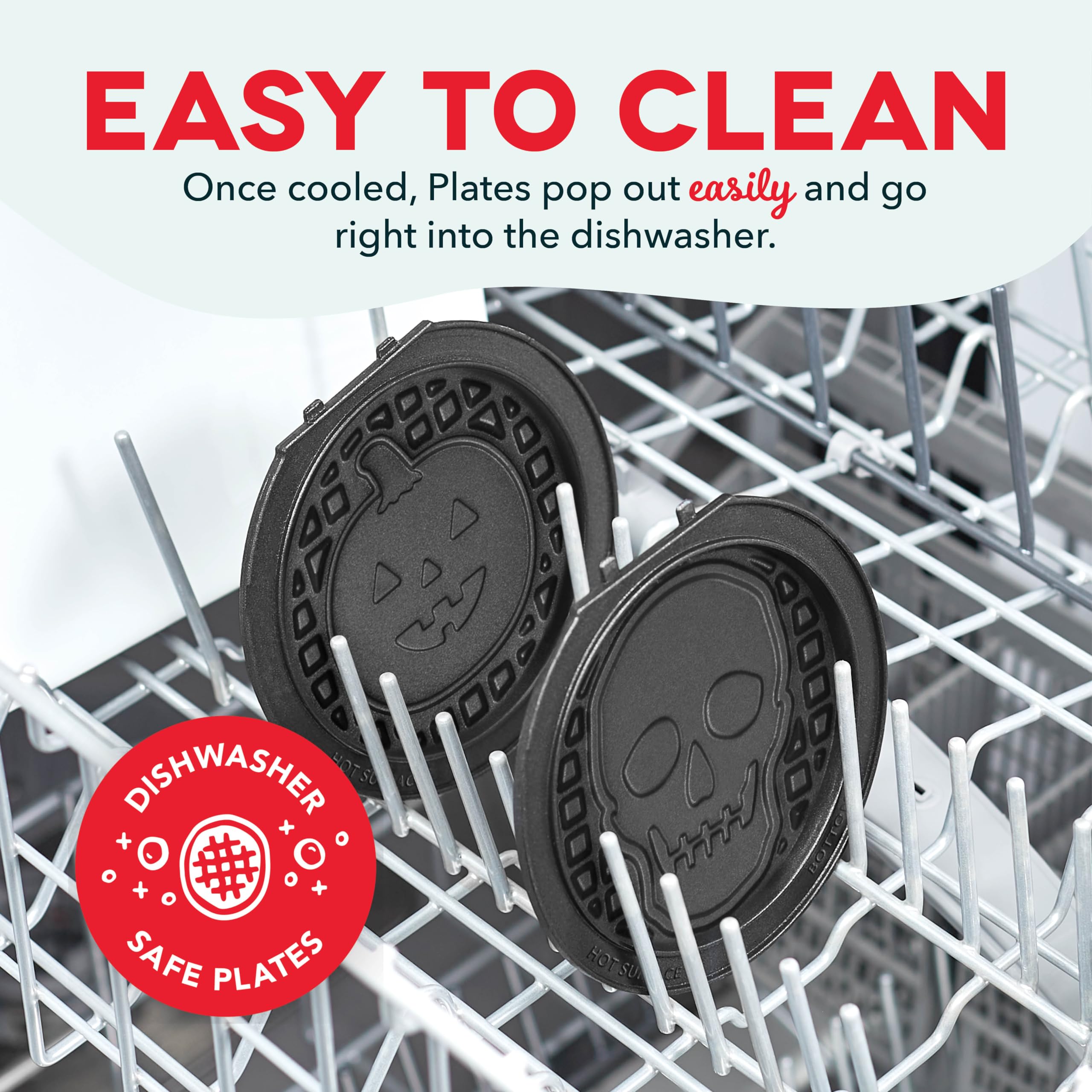 DASH MultiMaker Mini Waffle Maker Plates - 2 Pack Nonstick Skull & Jack-O-Lantern Waffle Iron Plates (4