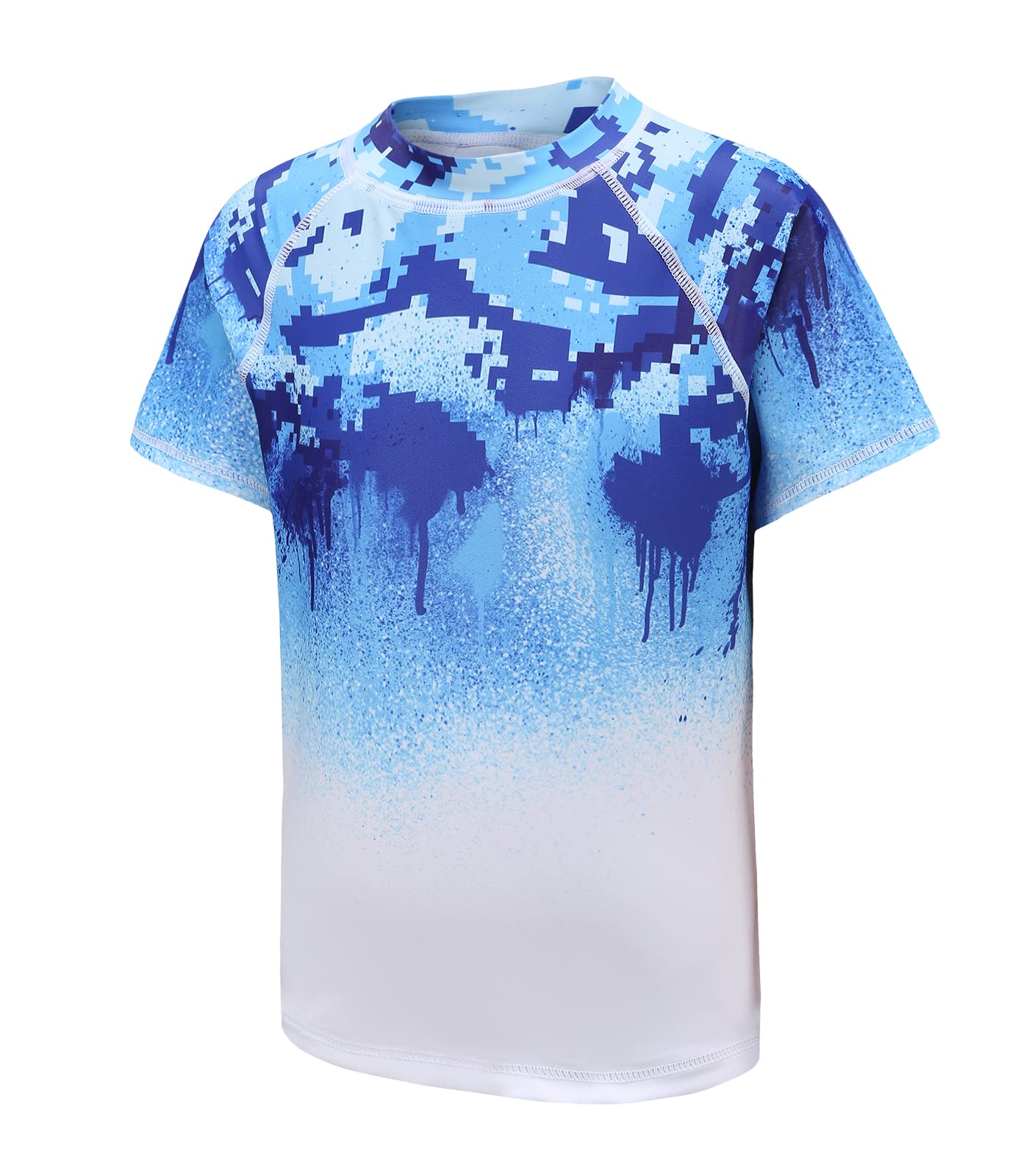 Boys UPF 50+ Sun Protection Swim Shirt - Short Sleeve Rash Guard for Kids - Ideal for Beach, Pool & Water Sports