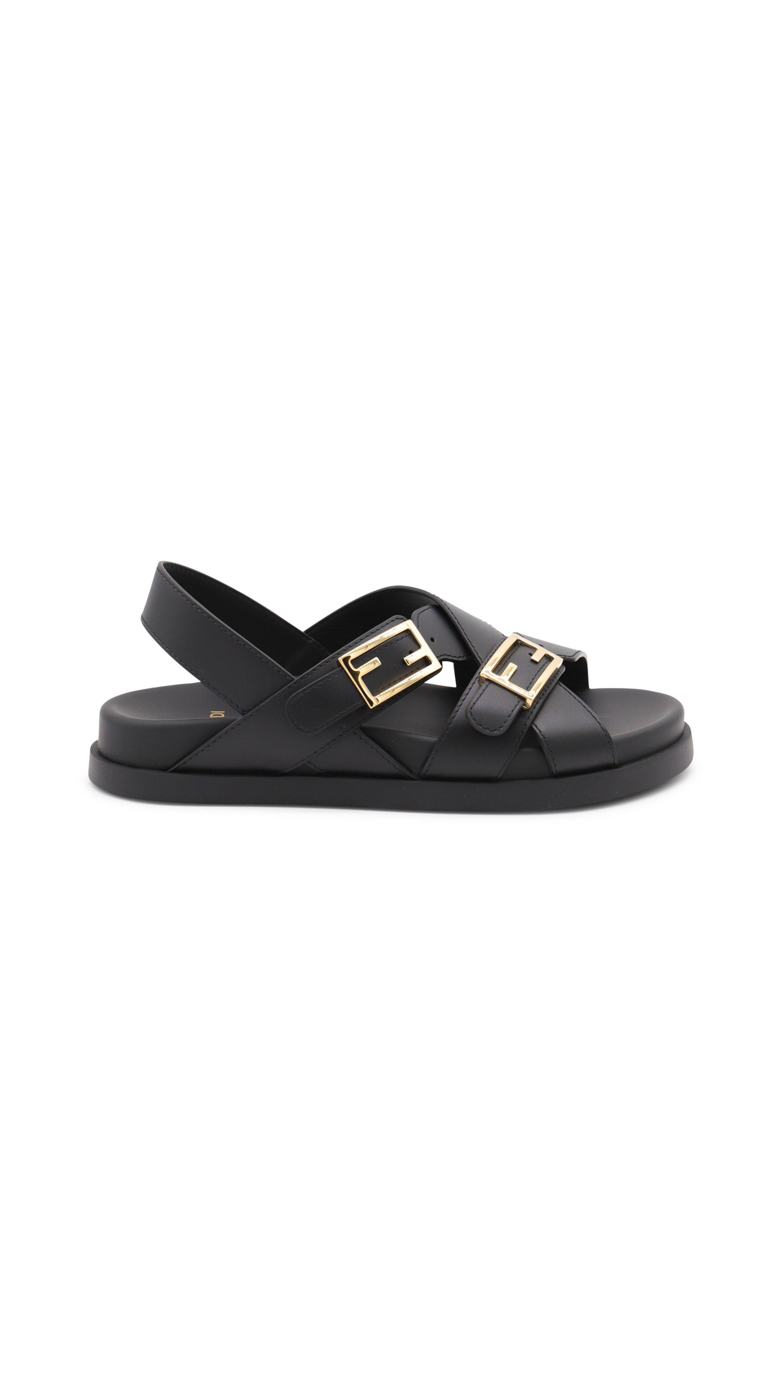 Fendi Feel Leather Sandals for Women - Black Genuine Leather Luxury Sandals | Comfortable & Stylish Summer Shoes for Beach, Vacation & Casual Outings